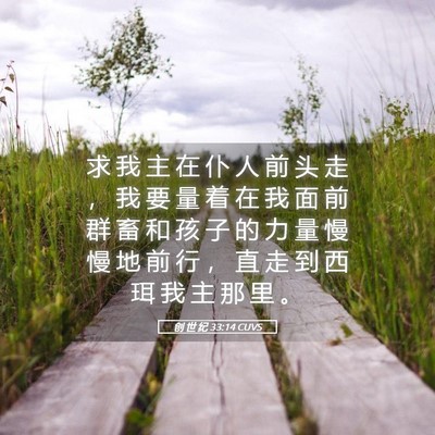 Picture 05 - 创 世 纪 33:14 CUVS - 求 我 主 在 仆 人 前 头 走 ， 我 要 - Bible Verse Picture