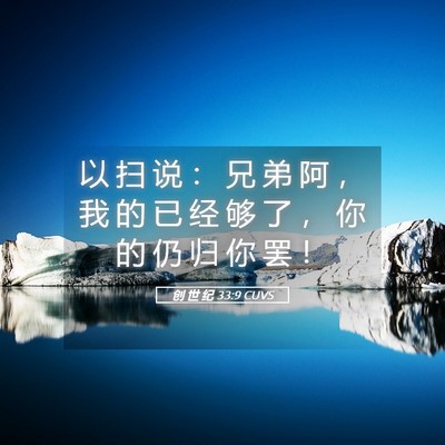 Picture 05 - 创 世 纪 33:9 CUVS - 以 扫 说 ： 兄 弟 阿 ， 我 的 已 经 - Bible Verse Picture