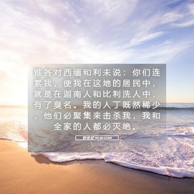 Picture 05 - 创 世 纪 34:30 CUVS - 雅 各 对 西 缅 和 利 未 说 ： 你 们 - Bible Verse Picture