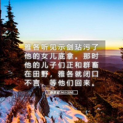Picture 05 - 创 世 纪 34:5 CUVS - 雅 各 听 见 示 剑 玷 污 了 他 的 女 - Bible Verse Picture