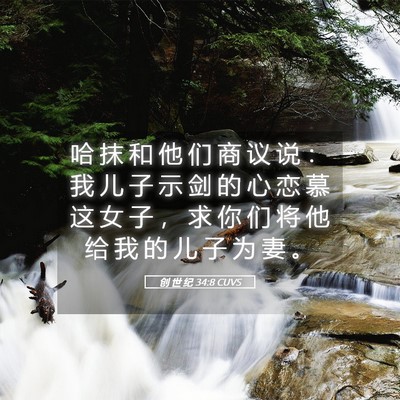Picture 05 - 创 世 纪 34:8 CUVS - 哈 抹 和 他 们 商 议 说 ： 我 儿 子 - Bible Verse Picture