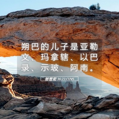 Picture 05 - 创 世 纪 36:23 CUVS - 朔 巴 的 儿 子 是 亚 勒 文 、 玛 拿 - Bible Verse Picture