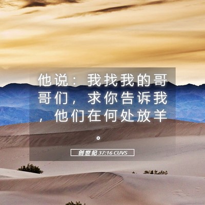Picture 05 - 创 世 纪 37:16 CUVS - 他 说 ： 我 找 我 的 哥 哥 们 ， 求 - Bible Verse Picture