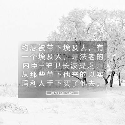 Picture 05 - 创 世 纪 39:1 CUVS - 约 瑟 被 带 下 埃 及 去 。 有 一 个 - Bible Verse Picture