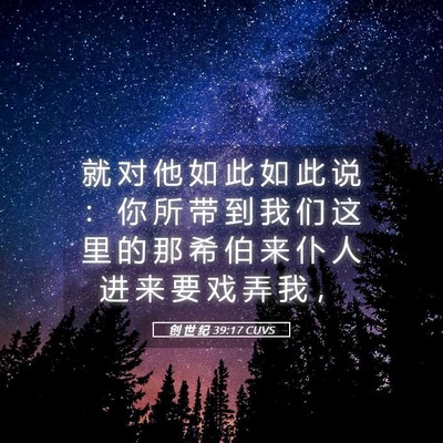 Picture 05 - 创 世 纪 39:17 CUVS - 就 对 他 如 此 如 此 说 ： 你 所 带 - Bible Verse Picture