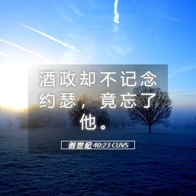 Picture 05 - 创 世 纪 40:23 CUVS - 酒 政 却 不 记 念 约 瑟 ， 竟 忘 了 - Bible Verse Picture