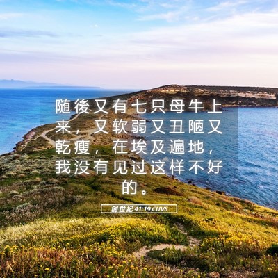 Picture 05 - 创 世 纪 41:19 CUVS - 随 後 又 有 七 只 母 牛 上 来 ， 又 - Bible Verse Picture