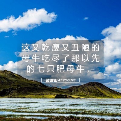 Picture 05 - 创 世 纪 41:20 CUVS - 这 又 乾 瘦 又 丑 陋 的 母 牛 吃 尽 - Bible Verse Picture