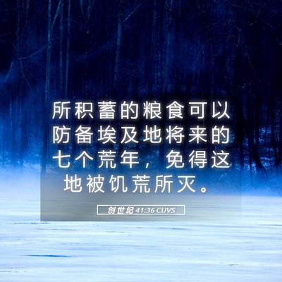 Picture 05 - 创 世 纪 41:36 CUVS - 所 积 蓄 的 粮 食 可 以 防 备 埃 及 - Bible Verse Picture