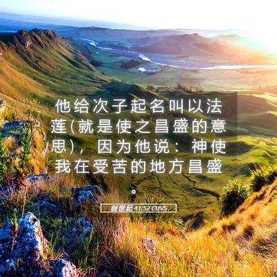 Picture 05 - 创 世 纪 41:52 CUVS - 他 给 次 子 起 名 叫 以 法 莲 ( 就 是 - Bible Verse Picture