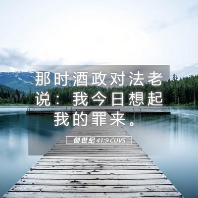 Picture 05 - 创 世 纪 41:9 CUVS - 那 时 酒 政 对 法 老 说 ： 我 今 日 - Bible Verse Picture
