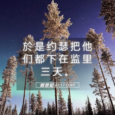 Picture 05 - 创 世 纪 42:17 CUVS - 於 是 约 瑟 把 他 们 都 下 在 监 里 - Bible Verse Picture