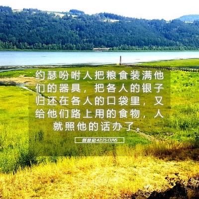 Picture 05 - 创 世 纪 42:25 CUVS - 约 瑟 吩 咐 人 把 粮 食 装 满 他 们 - Bible Verse Picture