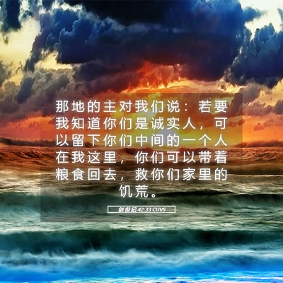 Picture 05 - 创 世 纪 42:33 CUVS - 那 地 的 主 对 我 们 说 ： 若 要 我 - Bible Verse Picture