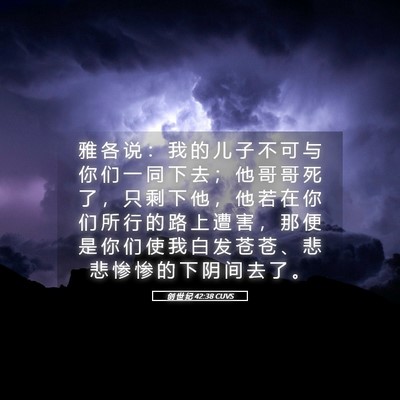 Picture 05 - 创 世 纪 42:38 CUVS - 雅 各 说 ： 我 的 儿 子 不 可 与 你 - Bible Verse Picture