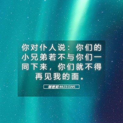 Picture 05 - 创 世 纪 44:23 CUVS - 你 对 仆 人 说 ： 你 们 的 小 兄 弟 - Bible Verse Picture