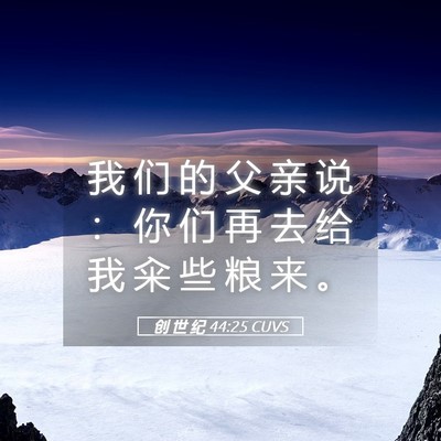 Picture 05 - 创 世 纪 44:25 CUVS - 我 们 的 父 亲 说 ： 你 们 再 去 给 - Bible Verse Picture