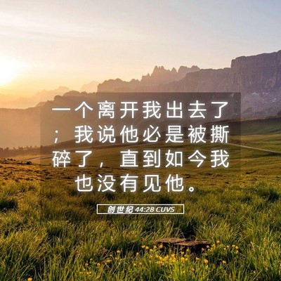 Picture 05 - 创 世 纪 44:28 CUVS - 一 个 离 开 我 出 去 了 ； 我 说 他 - Bible Verse Picture
