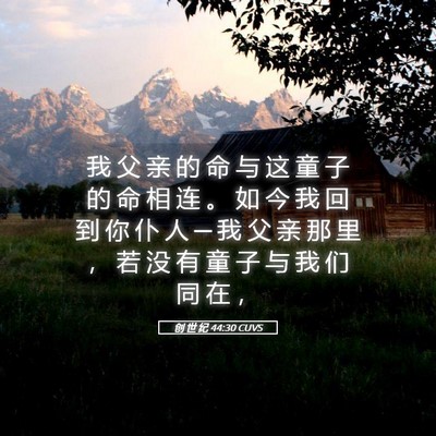 Picture 05 - 创 世 纪 44:30 CUVS - 我 父 亲 的 命 与 这 童 子 的 命 相 - Bible Verse Picture