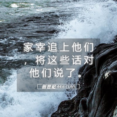 Picture 05 - 创 世 纪 44:6 CUVS - 家 宰 追 上 他 们 ， 将 这 些 话 对 - Bible Verse Picture