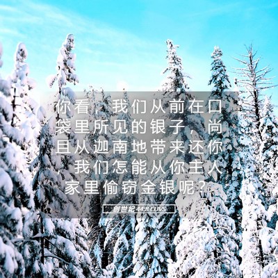 Picture 05 - 创 世 纪 44:8 CUVS - 你 看 ， 我 们 从 前 在 口 袋 里 所 - Bible Verse Picture