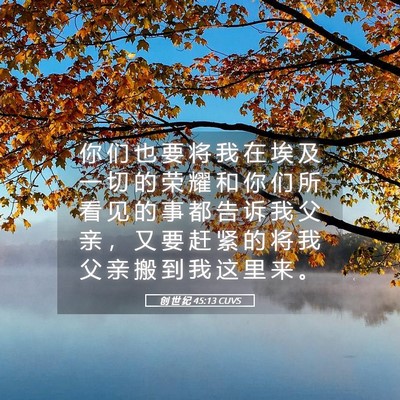 Picture 05 - 创 世 纪 45:13 CUVS - 你 们 也 要 将 我 在 埃 及 一 切 的 - Bible Verse Picture