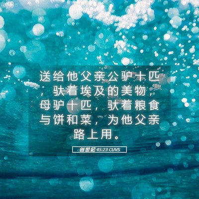Picture 05 - 创 世 纪 45:23 CUVS - 送 给 他 父 亲 公 驴 十 匹 ， 驮 着 - Bible Verse Picture