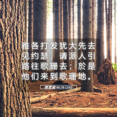 Picture 05 - 创 世 纪 46:28 CUVS - 雅 各 打 发 犹 大 先 去 见 约 瑟 ， - Bible Verse Picture