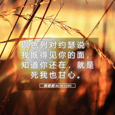 Picture 05 - 创 世 纪 46:30 CUVS - 以 色 列 对 约 瑟 说 ： 我 既 得 见 - Bible Verse Picture