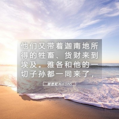 Picture 05 - 创 世 纪 46:6 CUVS - 他 们 又 带 着 迦 南 地 所 得 的 牲 - Bible Verse Picture