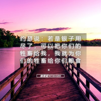 Picture 05 - 创 世 纪 47:16 CUVS - 约 瑟 说 ： 若 是 银 子 用 尽 了 ， - Bible Verse Picture