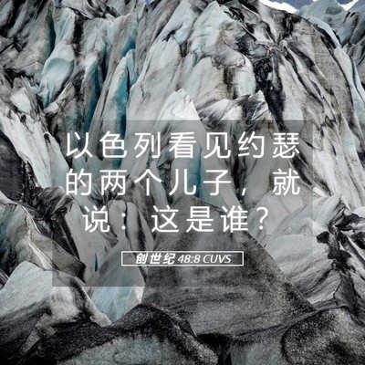 Picture 05 - 创 世 纪 48:8 CUVS - 以 色 列 看 见 约 瑟 的 两 个 儿 子 - Bible Verse Picture