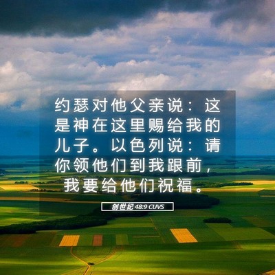 Picture 05 - 创 世 纪 48:9 CUVS - 约 瑟 对 他 父 亲 说 ： 这 是 神 在 - Bible Verse Picture