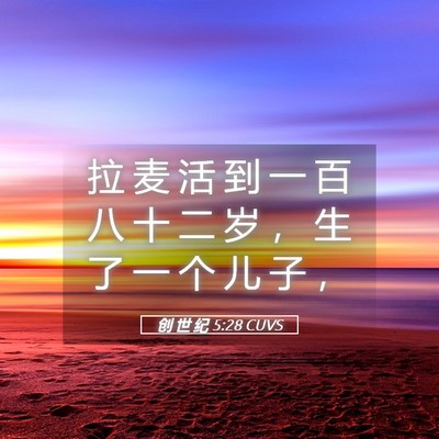 Picture 05 - 创 世 纪 5:28 CUVS - 拉 麦 活 到 一 百 八 十 二 岁 ， 生 - Bible Verse Picture