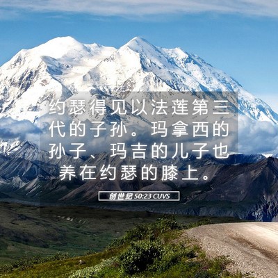 Picture 05 - 创 世 纪 50:23 CUVS - 约 瑟 得 见 以 法 莲 第 三 代 的 子 - Bible Verse Picture