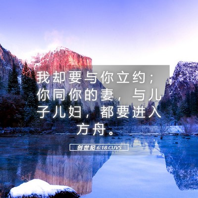Picture 05 - 创 世 纪 6:18 CUVS - 我 却 要 与 你 立 约 ； 你 同 你 的 - Bible Verse Picture