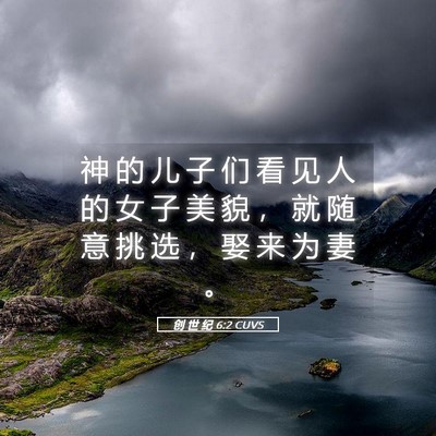 Picture 05 - 创 世 纪 6:2 CUVS - 神 的 儿 子 们 看 见 人 的 女 子 美 - Bible Verse Picture