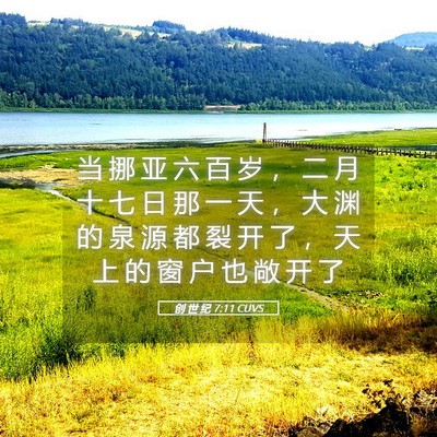 Picture 05 - 创 世 纪 7:11 CUVS - 当 挪 亚 六 百 岁 ， 二 月 十 七 日 - Bible Verse Picture