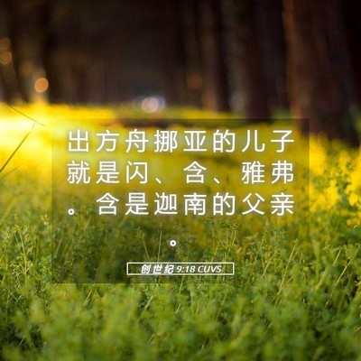 Picture 05 - 创 世 纪 9:18 CUVS - 出 方 舟 挪 亚 的 儿 子 就 是 闪 、 - Bible Verse Picture
