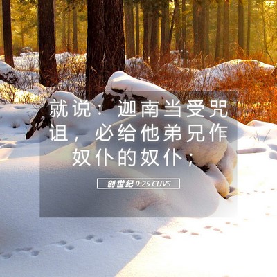 Picture 05 - 创 世 纪 9:25 CUVS - 就 说 ： 迦 南 当 受 咒 诅 ， 必 给 - Bible Verse Picture