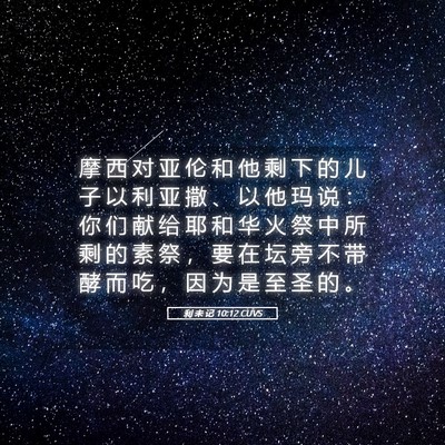 Picture 05 - 利 未 记 10:12 CUVS - 摩 西 对 亚 伦 和 他 剩 下 的 儿 子 - Bible Verse Picture