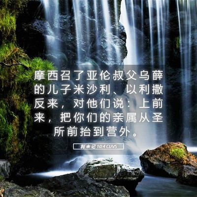 Picture 05 - 利 未 记 10:4 CUVS - 摩 西 召 了 亚 伦 叔 父 乌 薛 的 儿 - Bible Verse Picture