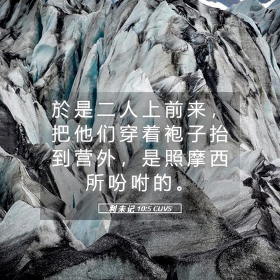 Picture 05 - 利 未 记 10:5 CUVS - 於 是 二 人 上 前 来 ， 把 他 们 穿 - Bible Verse Picture