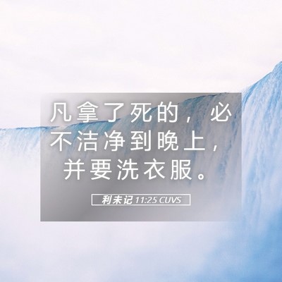 Picture 05 - 利 未 记 11:25 CUVS - 凡 拿 了 死 的 ， 必 不 洁 净 到 晚 - Bible Verse Picture