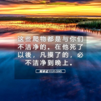 Picture 05 - 利 未 记 11:31 CUVS - 这 些 爬 物 都 是 与 你 们 不 洁 净 - Bible Verse Picture
