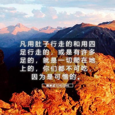 Picture 05 - 利 未 记 11:42 CUVS - 凡 用 肚 子 行 走 的 和 用 四 足 行 - Bible Verse Picture