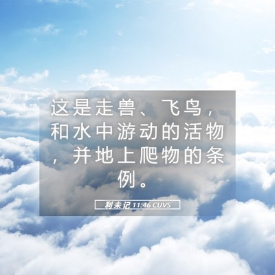 Picture 05 - 利 未 记 11:46 CUVS - 这 是 走 兽 、 飞 鸟 ， 和 水 中 游 - Bible Verse Picture