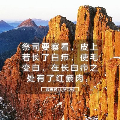 Picture 05 - 利 未 记 13:10 CUVS - 祭 司 要 察 看 ， 皮 上 若 长 了 白 - Bible Verse Picture