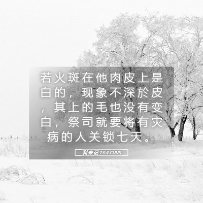 Picture 05 - 利 未 记 13:4 CUVS - 若 火 斑 在 他 肉 皮 上 是 白 的 ， - Bible Verse Picture