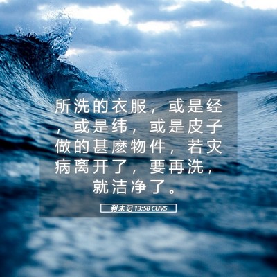 Picture 05 - 利 未 记 13:58 CUVS - 所 洗 的 衣 服 ， 或 是 经 ， 或 是 - Bible Verse Picture